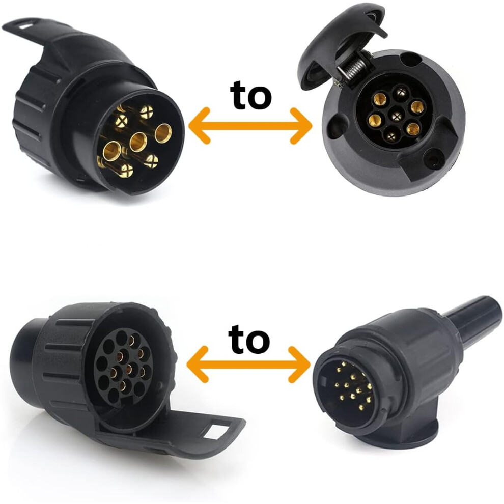 Towbar Adapter For Car Trailers, European Standard Electric Trailer Plug Converter Adapter 7 To 13 Pin, Waterproof Design For Reliable Signal 9128293449199
