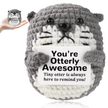 Otters Positive Crochet Animals Otter Crochet Emotional Support Gift Uplifting Message Card Sea Otter Home Decor