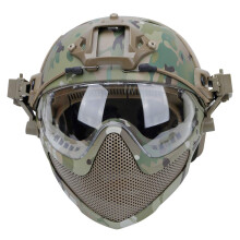 Military Tactical Pilot PJ Type Fast Helmets F22 with Detachable Full Face Mask and Goggles for Airsoft Paintball Combat