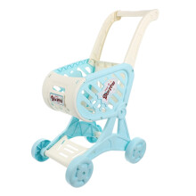 1 piece shopping cart for blue simulation stroller with food role play in supermarket for learning