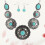 Collar Turquesa Y Pendientes Aleación Para Mujer 6