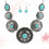 Collar Turquesa Y Pendientes Aleación Para Mujer 4