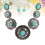 Collar Turquesa Y Pendientes Aleación Para Mujer 3
