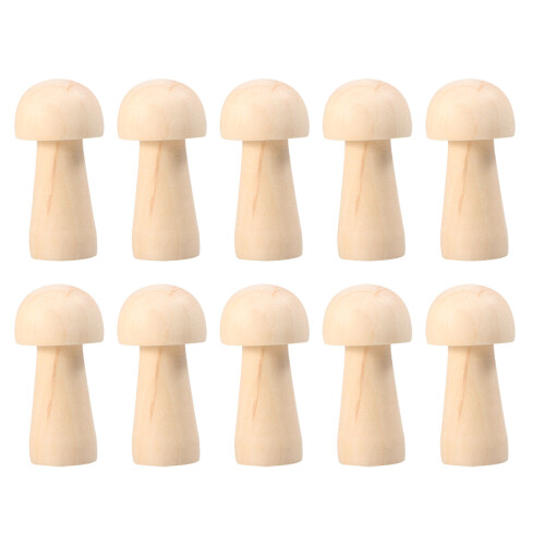 20 Unidades Escultura Madera Forma Setas 85mm