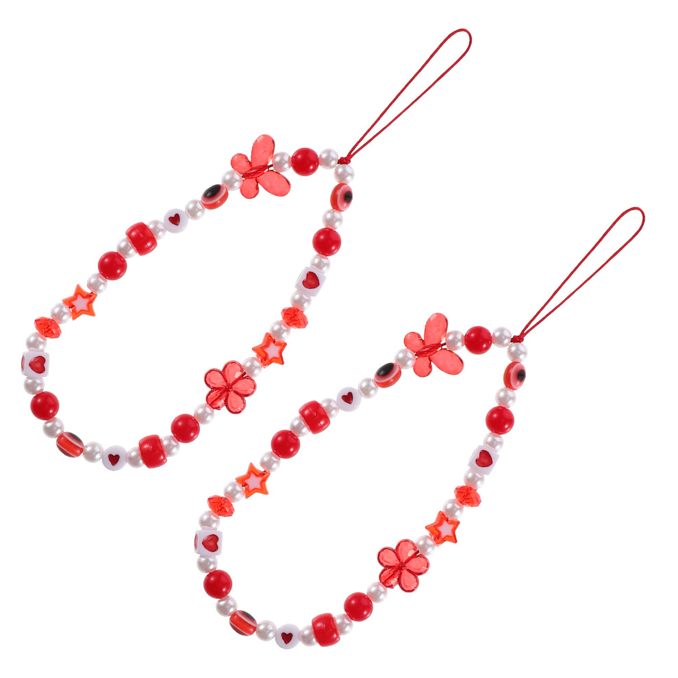 4 Pcs Beaded Luck Lanyards Chains Anti-Lost Beaded Phone Wrist Straps 3591263199442