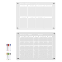 Refrigerator Magnetic Calendar Weekly Planner Fridge Calendar with Pen Message Board Whiteboard No Stickers X1B8 Erasable