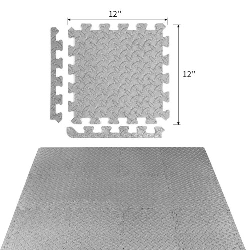 12pcs Eva Floor Mats for Gym Dance Workouts (Grey)