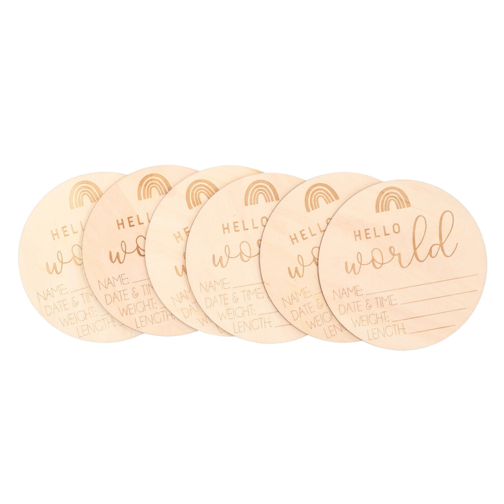 6PCS Wooden Baby Milestone Cards 118mm with Hello Sign for Photos