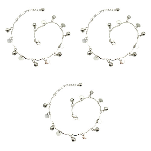 3 Pcs Simple Style Dainty Ankle Chain Elegant Bracelet Silver 2
