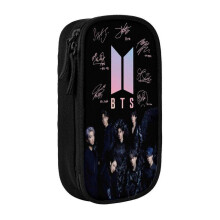 i787 BTS Pencil Case Love Yourself Large Capacity Pen Case Double Zippers World Tour Jimin Suga V Jungkook RM Pen Bag Office Stationery Bag Cosmetic B