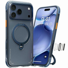 (Blue) TORRAS Ostand Q3 Air Series Compatible For iPhone 17 Pro Max Magnetic Case Kickstand TPU PC Phone Back Cover