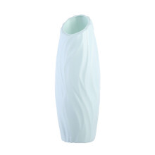 Artisanal Ceramic Floor Vase, Minimalist Style Home Decor With Sleek Glossy Glaze And Ripple Shape Design For Elegant Display Of Dried Flowers And Pam