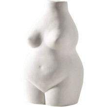 Ornement esthétique, vase en céramique de 19 cm de haut, de forme corporelle, mélange de style bohème et moderne, avec un design unique et des