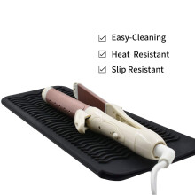 Haarstyling-Zubehör, Schwarz, 28,5 cm x 10,5 cm x 13,5 cm, Silikonmatte, hitzebeständig, rutschfeste Oberfläche, flexibel zu transportieren,