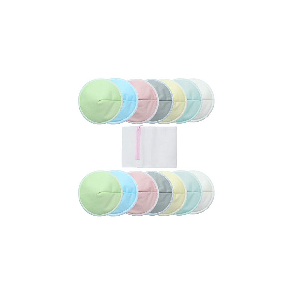 Organic Nursing Pads, Highly Absorbent Breastfeeding Pads with Laundry Bag, Contoured Shape for Discreet Fit and Ultimate Comfort, Reusable Breast