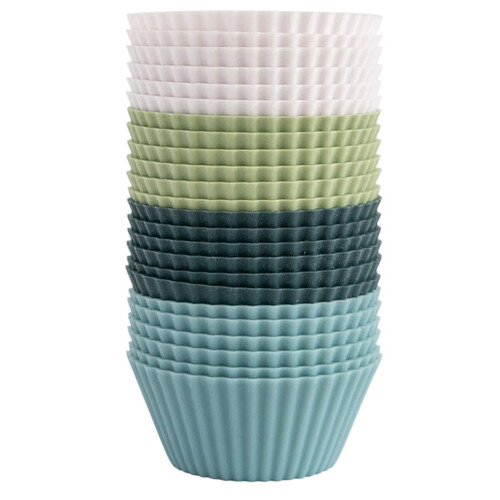 24 Pack Silicone Muffin Cups Reusable Baking Cups Dishwasher Safe Cupcake Molds for Baking