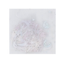 Couvertures de carnets, albums photo et agendas à thème lune, transparentes et ornées d'étoiles scintillantes. Kit d'autocollants transparents