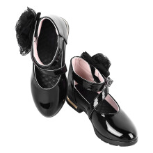 Kleinkind Ballettschuhe Schwarz 21,0 cm Patentleder Weiches Sohlen Blumen-Spitze