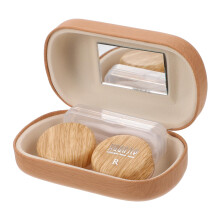 Portable Lens Case with Wood Grain Pattern, Quality Double Design, LeakProof for Travel, Camping, and Compact Use