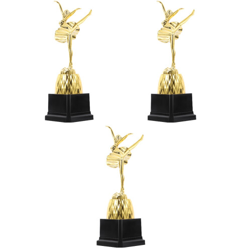 3Pièces Trophées Danse Ballet Or Pour Cadeaux Décoration 2