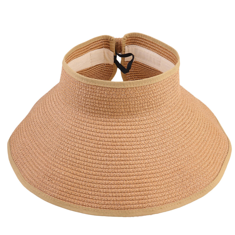 Cappello Sole In Paglia Khaki Falda Pieghevole