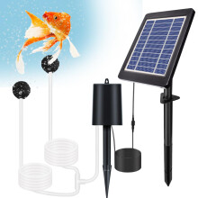Solar Powered Air Pump Kit with 3 Modes for Fish Tank Pool Pond, Black