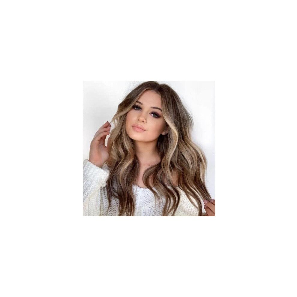 Unisex Brown Lace Wigs Temperature Silk Fiber For Women, Medium Length Curly Hair, Gradient Dye, One Size,