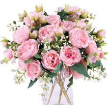 Blomsterarrangementer, Kunstige silkeblomster til borddekorationer, Brudebuket Ikke-sæsonbestemt dekoration