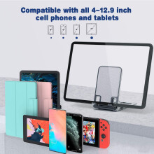 Tablet- en telefoonstandaard, veelzijdige standaard van aluminiumlegering voor apparaten van 4 tot 12,9 inch, ondersteunt verticale en horizontale