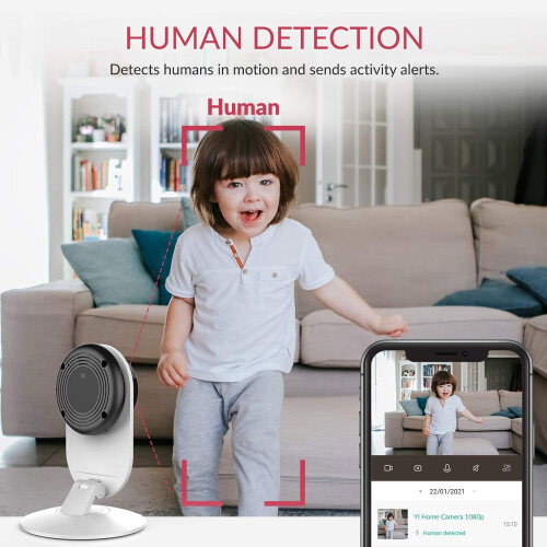 Εσωτερική κάμερα WiFi με συμβατότητα Alexa, Αποθήκευση MicroSD, Αμφίδρομος ήχος, 2