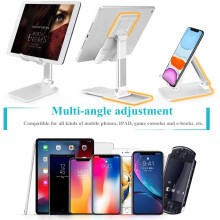 Asztali mobiltelefon-tartó, állítható szögű és magasságú, hordozható asztali telefontartó konzol csúszásgátló gumi hátlappal,