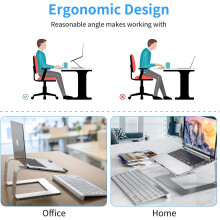 Compacte laptopstandaard, opvouwbaar en afneembaar, ergonomische houder, standaard van aluminiumlegering met warmteafvoer en hoogteverstelling,