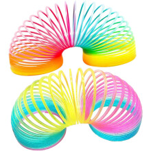 Leuchtende, mehrfarbige Mischungen: Klassische Lauffedern aus Kunststoff, originelle Regenbogen-Spiralfedern als Mitgebsel für Partys,