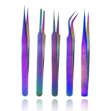 Precisiegereedschap voor het maken van sieraden, roestvrijstalen pincet voor wimperverlenging, comfortabele grip, regenboogkleurige