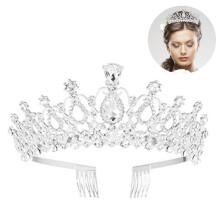 Coroană de nuntă radiantă, diademă cu cristale, accesoriu de păr din aliaj antiderapant, modă de mireasă, diademe de petrecere, alegere de