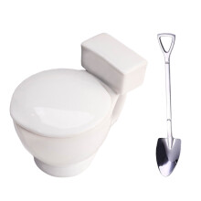 Neuartige Keramiktasse in-Toilettenbecher und Löffel