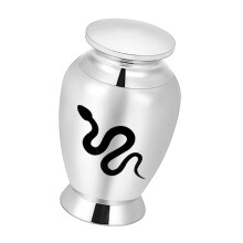 Aluminum Alloy Pet Memorial Urn with Snake Print-Silver