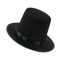 Chapeau haut-de-forme-bande noire sur adulte noir de 56 à 59cm