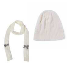 Ensemble bonnet et écharpe en tricot d'hiver essentiel,-Blanc
