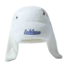 Chapeau oreilles de lapin en peluche pour femmes et-Blanc