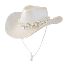 Chapeaux de Cowboy de mariée, chapeau Panama en perles pour
