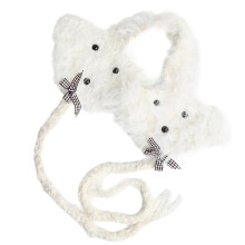 Cache-oreilles tricotés en forme de chiot de dessin animé,-Blanc