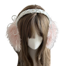 Cache-oreilles en peluche coupe-vent pour fille,-Rose fin