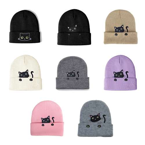 Bonnet en tricot, bonnets, pull, casquettes de crâne-Beige 1