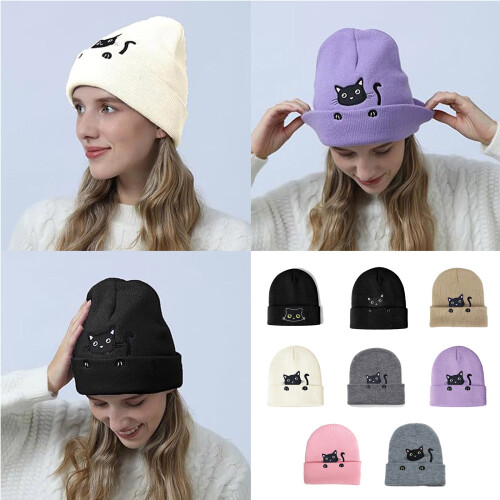 Bonnet en tricot, bonnets, pull, casquettes de crâne-Beige 2