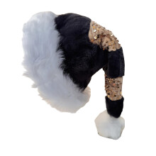 Chapeaux de père Noël avec paillettes rayées, accessoire de-Noir