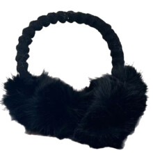 Joli couvre-oreilles en peluche, chauffe-oreilles pliables-Noir