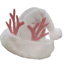 Chapeau de Costume de père noël en peluche avec corne de-Argent