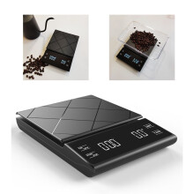 Schwarz elektronische Küchenwaage 3kg/0,1g mit Timer und LED-Touchscreen