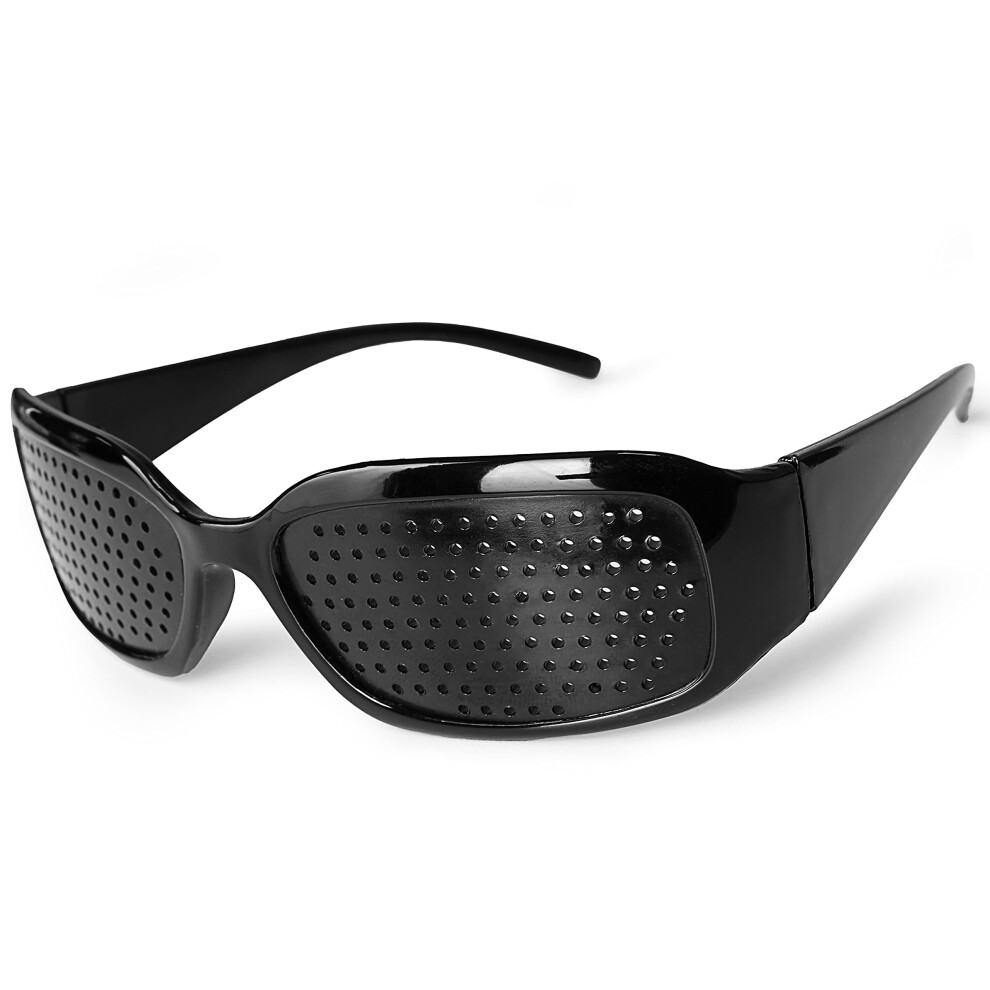 Grid Goggles Hole Glasses Eye Training for Relaxation, Lattice Glasses with Foldable Arms, Pinhole Glasses, Type A, Black 1 piece, black